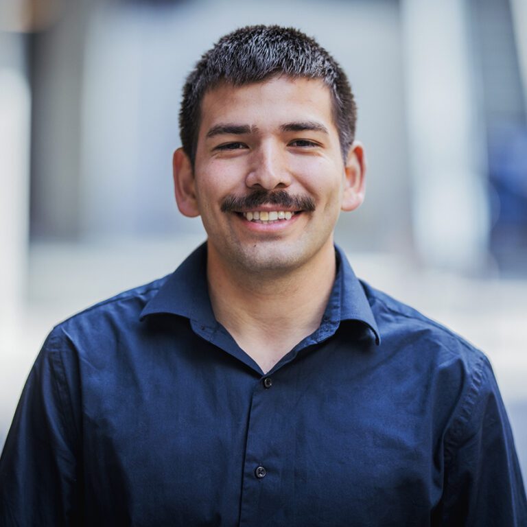 Man in a blue shirt