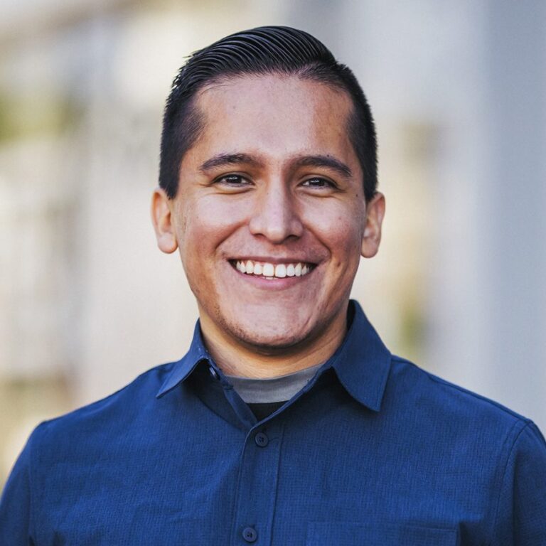 Man in a blue shirt